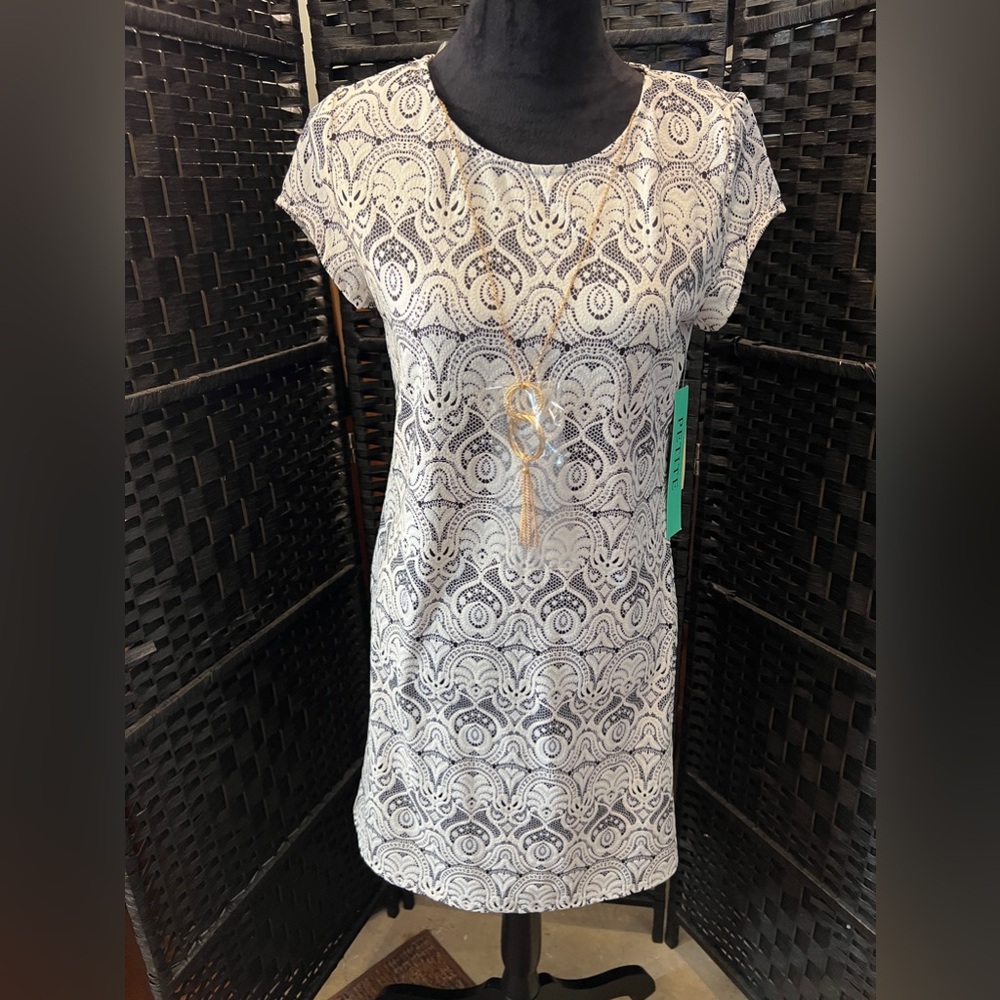 Tacera Black and White Lace Looking Dress